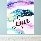Love Feathers Canvas Afdruk (Insitu (Houten vloer))