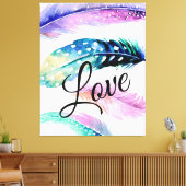 Love Feathers Canvas Afdruk (Insitu (Woonkamer))
