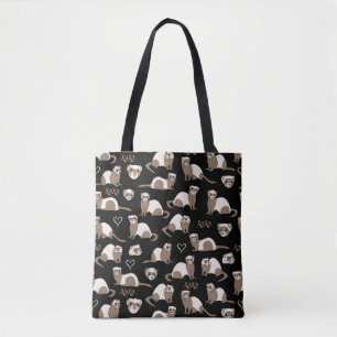 Love Ferret - Black Tote Bag