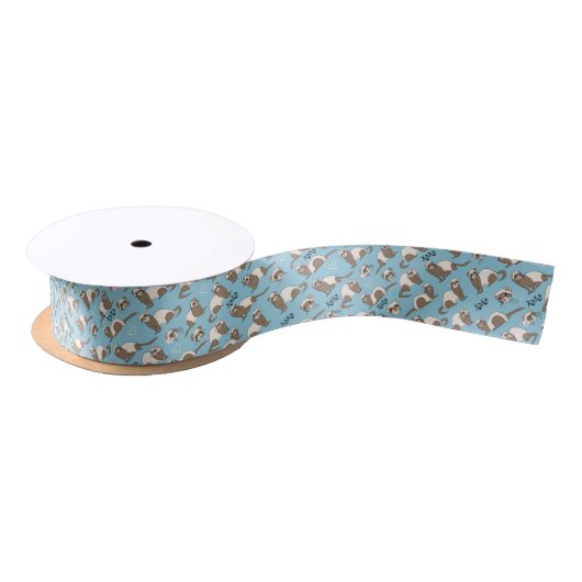 Love Ferret - Blue Satin Ribbon Satijnen Lint (Spoel)
