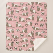 Love Ferret - Pink Sherpa Blanket Sherpa Deken (Voorkant)