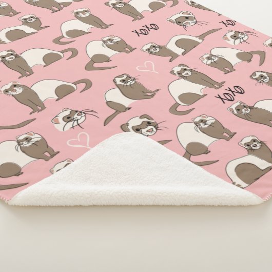 Love Ferret - Pink Sherpa Blanket Sherpa Deken (3/4)