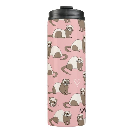 Love Ferret - Pink Thermal Tumbler Thermosbeker (Voorkant)