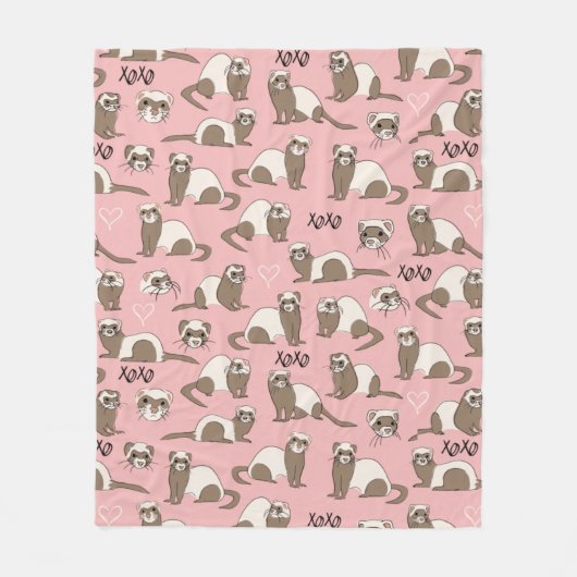 Love Ferret - Roze fleece Blanket (Voorkant)