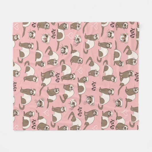 Love Ferret - Roze fleece Blanket (Voorkant (Horizontaal))
