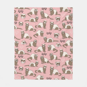 Love Ferret - Roze fleece Blanket Deken