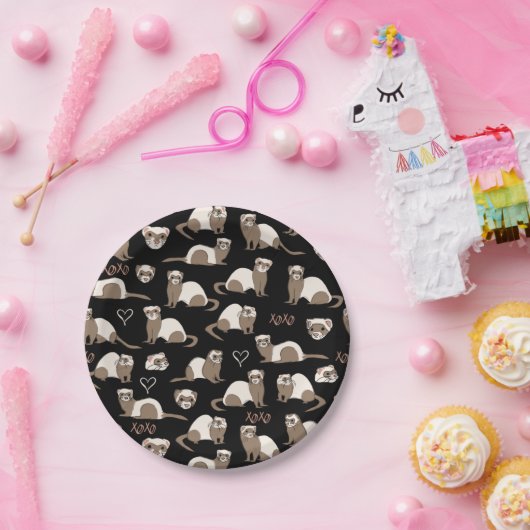 Love Ferretten - Black Papieren Bordje (Feest)