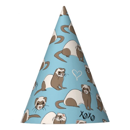 Love Ferretten - Blue Party Pet Feesthoedjes (Voorkant)