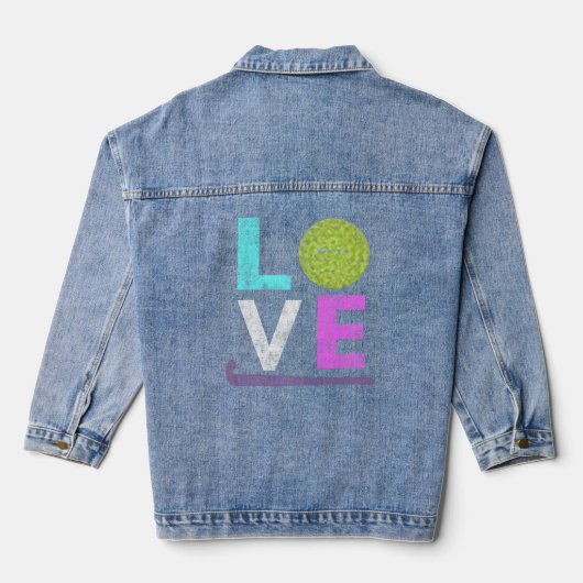 Love Field Hockey Leuk Verjaardagscadeau Denim Jacket (Achterkant)