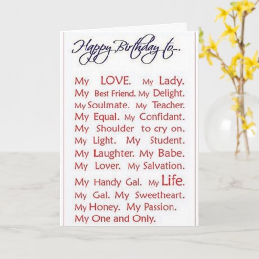 "LOVE FILL" VERJAARDAG KAART VOOR "MY LOVE" (Gele Bloem)