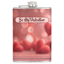 Love-Filled Be My Valentine Vinyl Wrapped Flask Heupfles