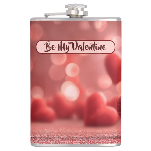 Love-Filled Be My Valentine Vinyl Wrapped Flask Heupfles (Voorkant)