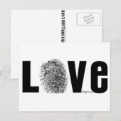 Love Fingerprint Black and White Briefkaart (Voorkant / Achterkant)