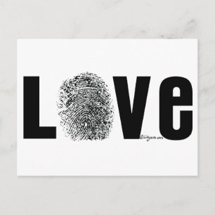 Love Fingerprint Black and White Briefkaart