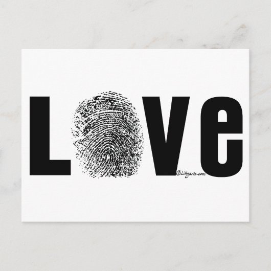 Love Fingerprint Black and White Briefkaart (Voorkant)