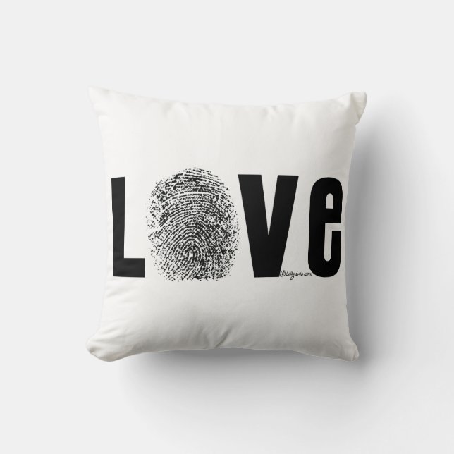 Love Fingerprint Black and White Kussen (Voorkant)