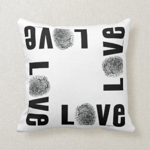 Love Fingerprint Black and White Kussen