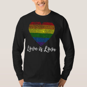 Love Fingerprint Rainbow Heart Gay Lesbian T-shirt