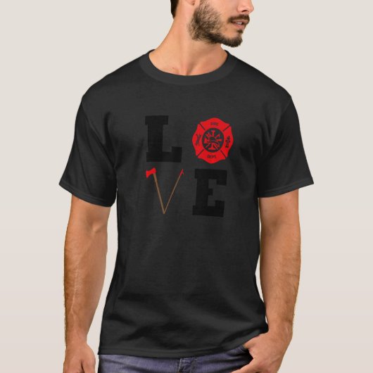 Love Firefighter Cute Fireman Support T-shirt (Voorkant)