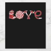 Love Firefighter Valentijnsdag | Brandweervrouw Wijn Etiket (Enkel label)