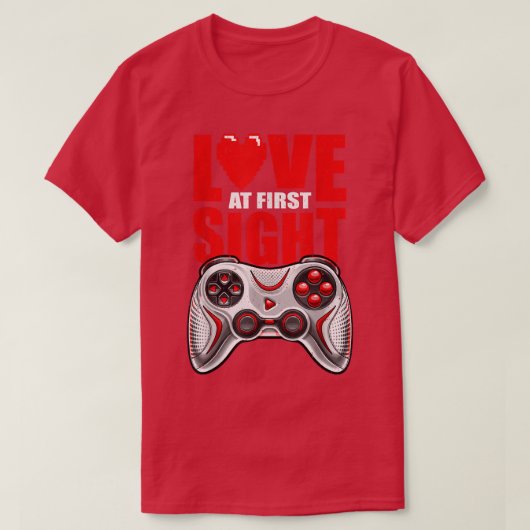 Love-first-Sight Valentijnsdag Video Game Gam Gam T-shirt (Design voorkant)