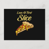 Love first Slice Funny Pizza Pepperoni Cheese Briefkaart (Voorkant)