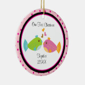 Love Fish Couple-kerstversiering Keramisch Ornament (Rechts)