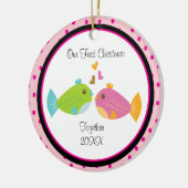 Love Fish Couple-kerstversiering Keramisch Ornament (Links)