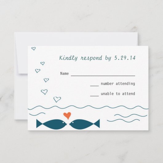 Love Fish Reply Card RSVP Kaartje (Voorkant)