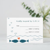 Love Fish Reply Card RSVP Kaartje (Staand voorkant)