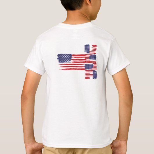 LOVE FLAG USA/EEUU TEXT BRUSH STROKE BY MASANSER P T-SHIRT (Achterkant)