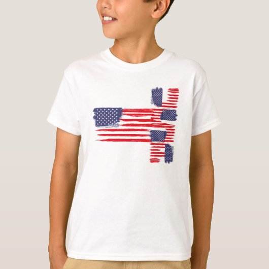 LOVE FLAG USA/EEUU TEXT BRUSH STROKE BY MASANSER P T-SHIRT (Voorkant)