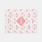 Love Flamingos Pink Polkadot Monogram Fleece Deken (Voorkant (Horizontaal))