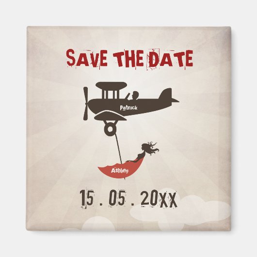 LOVE FLIGHT Bruiloft Save the Date Magneet (Voorkant)