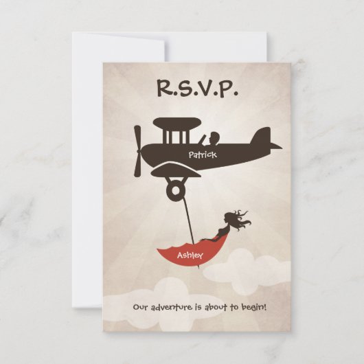 LOVE FLIGHT Weddenschap RSVP Uitnodiging (Voorkant)