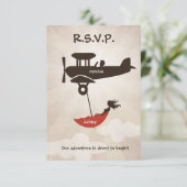LOVE FLIGHT Weddenschap RSVP Uitnodiging (Staand voorkant)