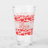 Love Floating Red Valentijnsdag Hearts Pattern Glas (Achterkant)