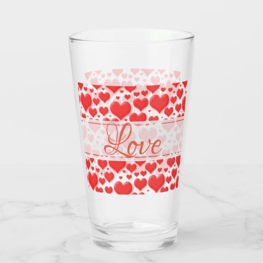 Love Floating Red Valentijnsdag Hearts Pattern Glas (Achterkant)