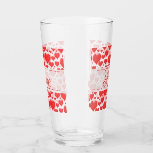 Love Floating Red Valentijnsdag Hearts Pattern Glas (Rechts)