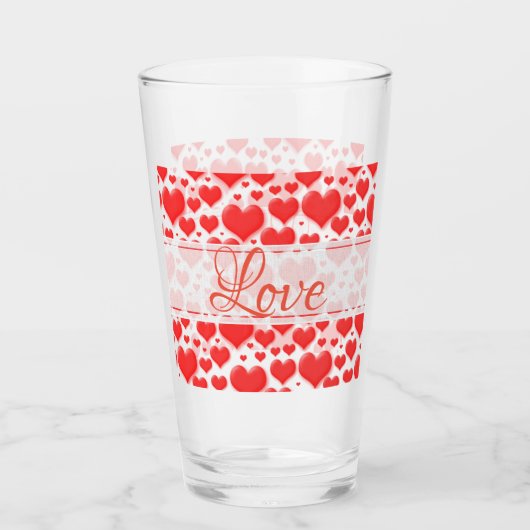 Love Floating Red Valentijnsdag Hearts Pattern Glas (Voorkant)