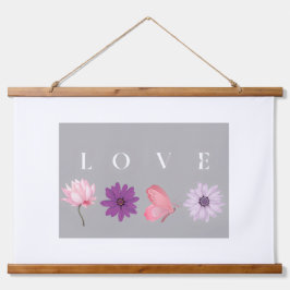 LOVE Floral Butterfly Wall Art – Romantic Nature Hangend Wandkleed