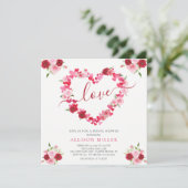 Love Floral Heart Bridal Shower Uitnodiging (Staand voorkant)