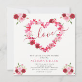 Love Floral Heart Bridal Shower Uitnodiging (Voorkant)