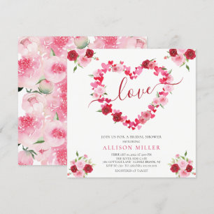 Love Floral Heart Bridal Shower Uitnodiging