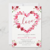 Love Floral Heart Bridal Shower Uitnodiging (Voorkant)