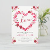 Love Floral Heart Bridal Shower Uitnodiging (Staand voorkant)