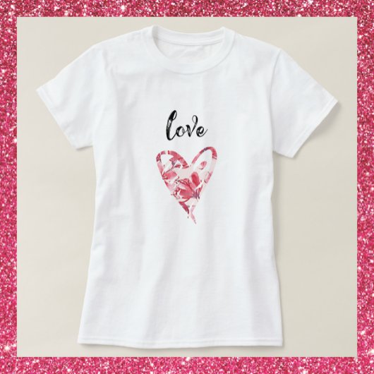  Love Floral Heart T-shirt