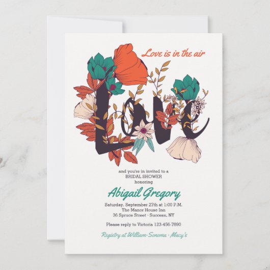 Love Floral Invitation Kaart (Voorkant)