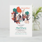 Love Floral Invitation Kaart (Staand voorkant)