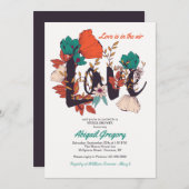 Love Floral Invitation Kaart (Voorkant / Achterkant)